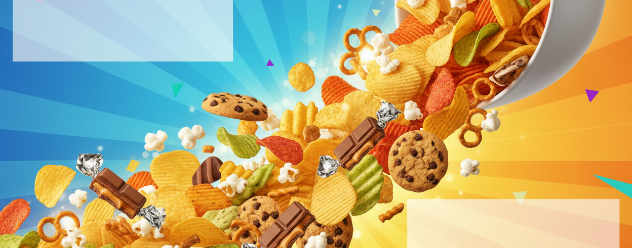 give me a 2160x720 size poster to promote my snacks