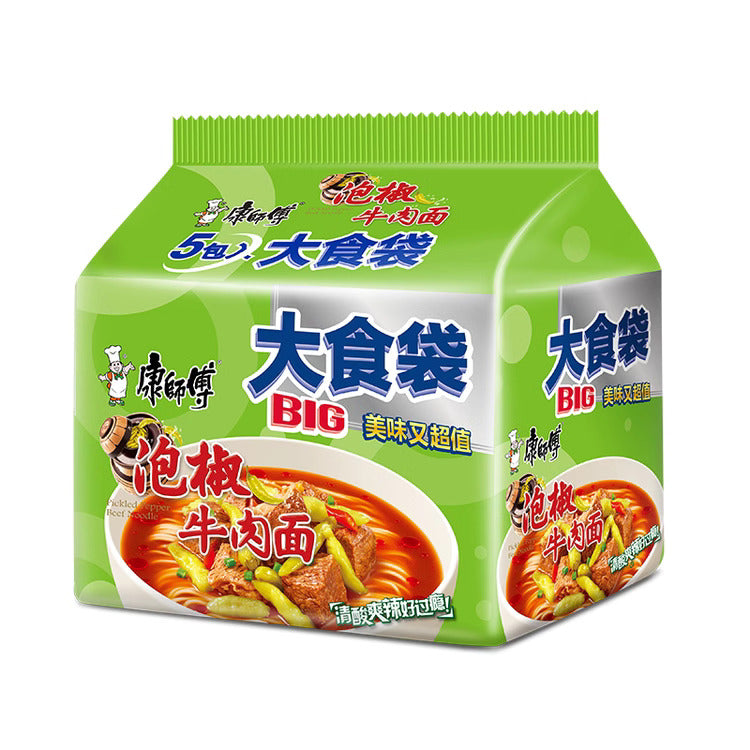 康师傅 · 大食袋泡椒牛肉面 (5*148g)